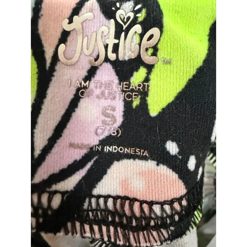 Justice Girls Butterfly Print Leggings Size S Colorful Stretch Athleisure Yoga